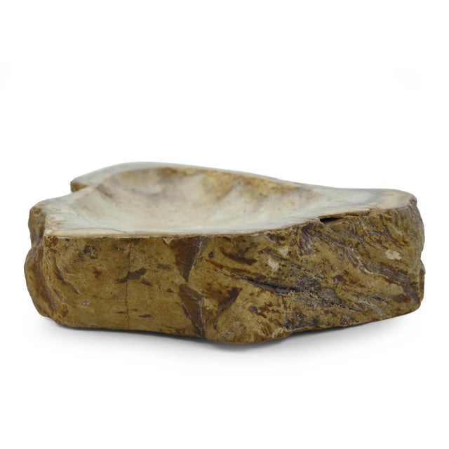 Stone Late 20th Century Carved Solid Stone Bowl With Natural Irregular Shape Accent Dish For Sale - Image 7 of 7