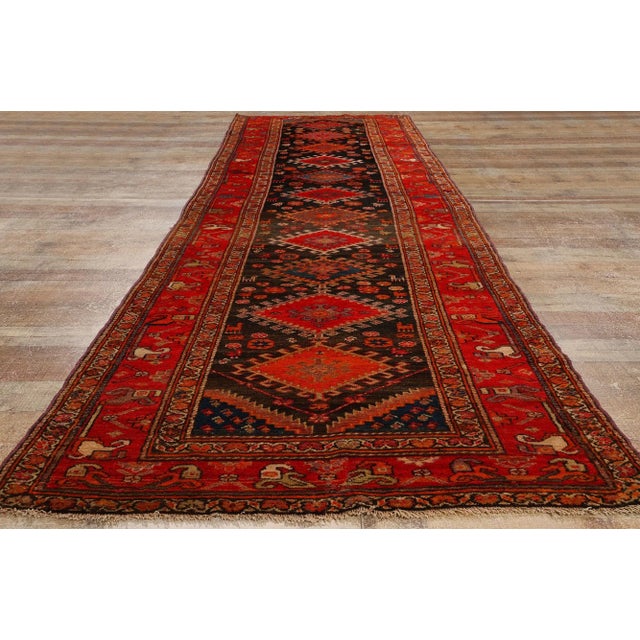 Red Antique Persian Azerbaijan Rug - 03'05 X 13'00 For Sale - Image 8 of 9
