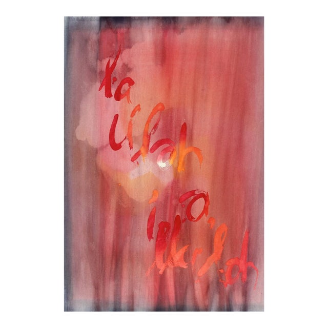 Hugh Wiley Abstract With Text Watercolor Drawing, 20th Century For Sale