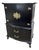 Antique Solid Mahogany Oriental Chest of Drawers, Black Satin Lacquer, Refinished, Brass Hardware For Sale