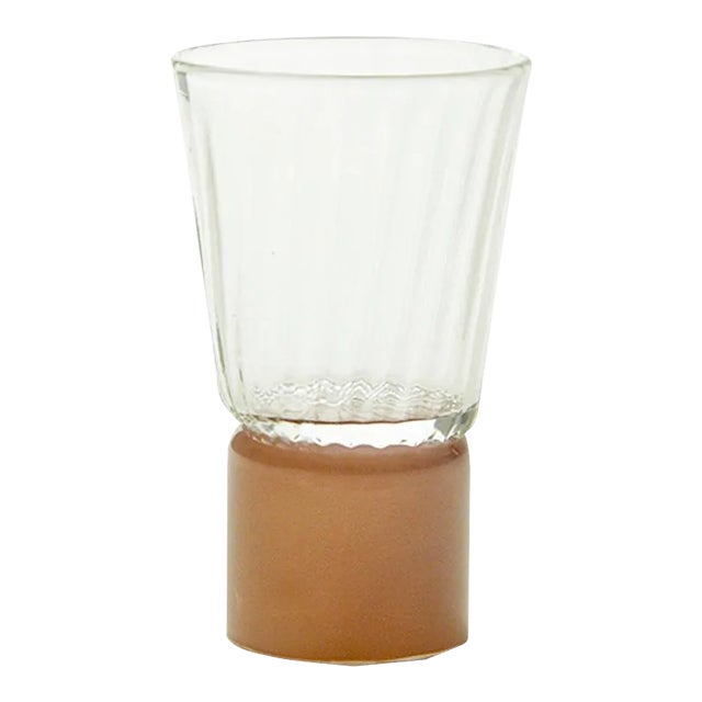 Drinking Glass with Moka Base, Moire Collection, Hand-Blown Glass by Atelier George For Sale