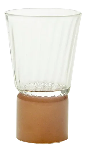 Drinking Glass with Moka Base, Moire Collection, Hand-Blown Glass by Atelier George