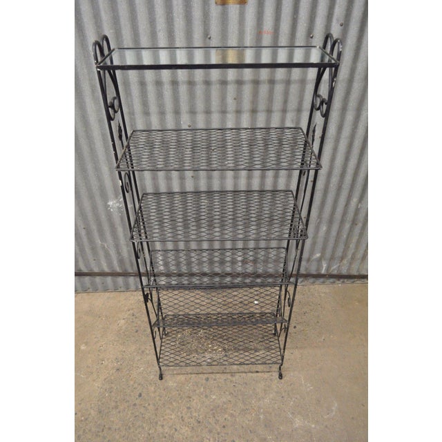 Vintage Wrought Iron Floral Bookcase Curio Rack Kitchen Stand Woodard