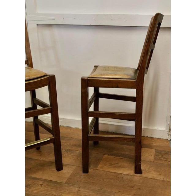 Brown Arts and Crafts High Bar Stools in Oak, 1950s, Set of 3 For Sale - Image 8 of 11
