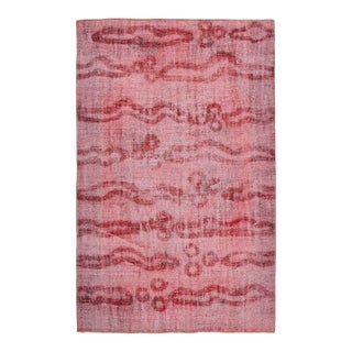 1970s Vintage Turkish Oushak Handmade Wool Cotton Red Area Rug For Sale