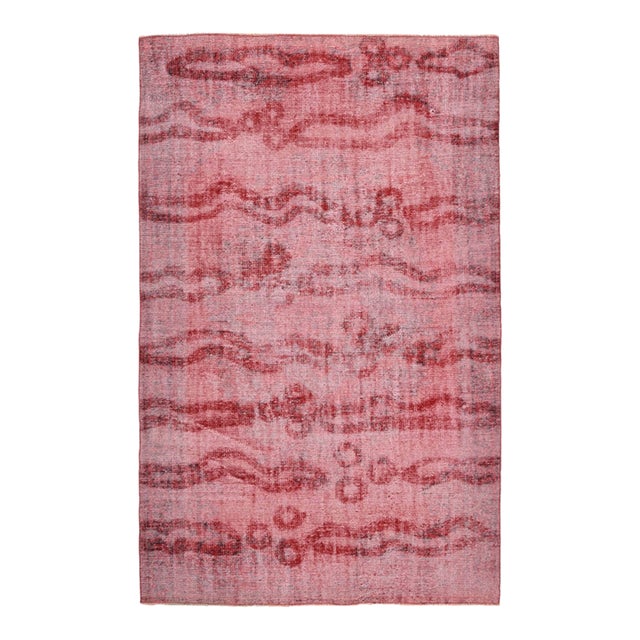 1970s Vintage Turkish Oushak Handmade Wool Cotton Red Area Rug For Sale