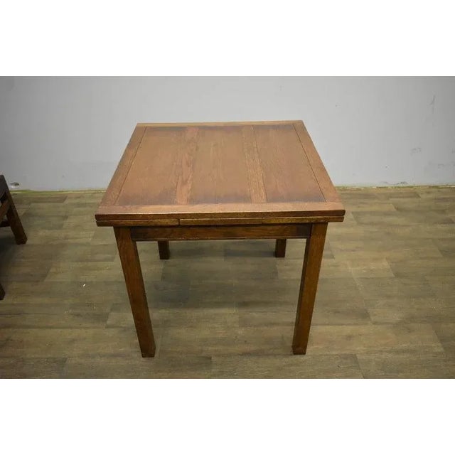 Crafters and Weavers Mission Oak Dining Set - 5 Pieces - Walnut For Sale - Image 9 of 10