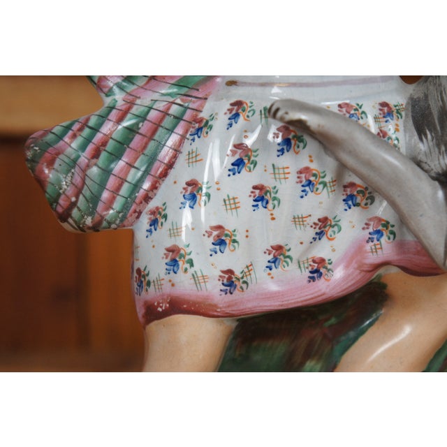 Antique Mid 19th Century Staffordshire Porcelain Samson & the Lion Figurine For Sale - Image 9 of 12