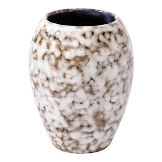 Mid-Century Modernist White and Earth Toned Ceramic Vase For Sale