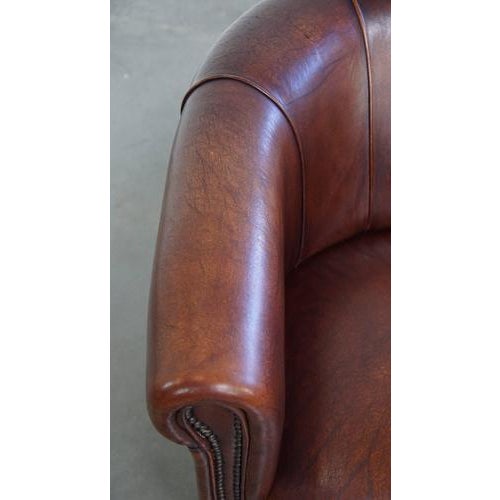 Animal Skin Dark Cognac Sheepskin Club Armchair For Sale - Image 7 of 15