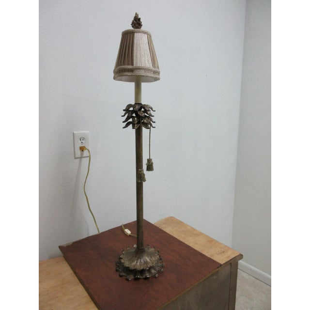 Italian 1990s Richards Faux Bronze Italian Regency Corinthian Column Table Lamp Shade A For Sale - Image 3 of 10