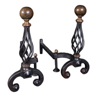 Large Pair of Antique Fire Dogs, English, Andirons, Aesthetic Period, Victorian For Sale