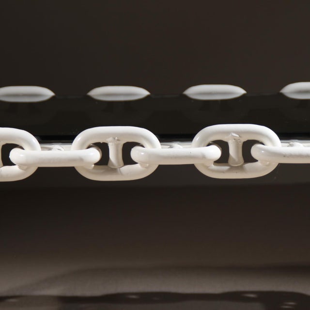 1970s Brutalist Chain Link Coffee Table with Smoked Glass, France, 1970s For Sale - Image 5 of 14