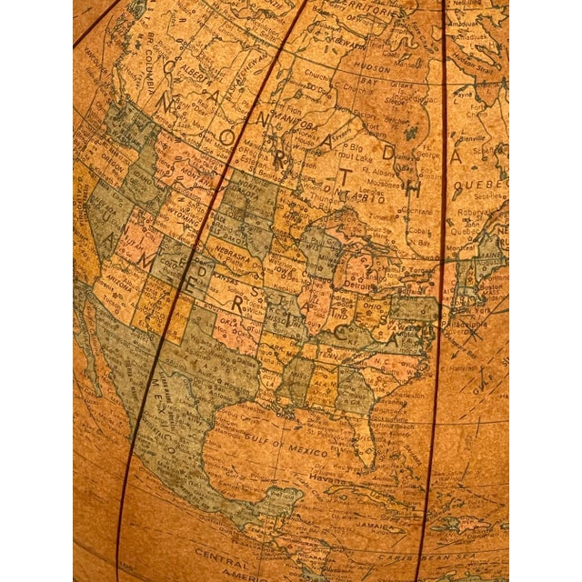 Wood Illuminated Glass Globe on Iron & Walnut Stand For Sale - Image 7 of 12