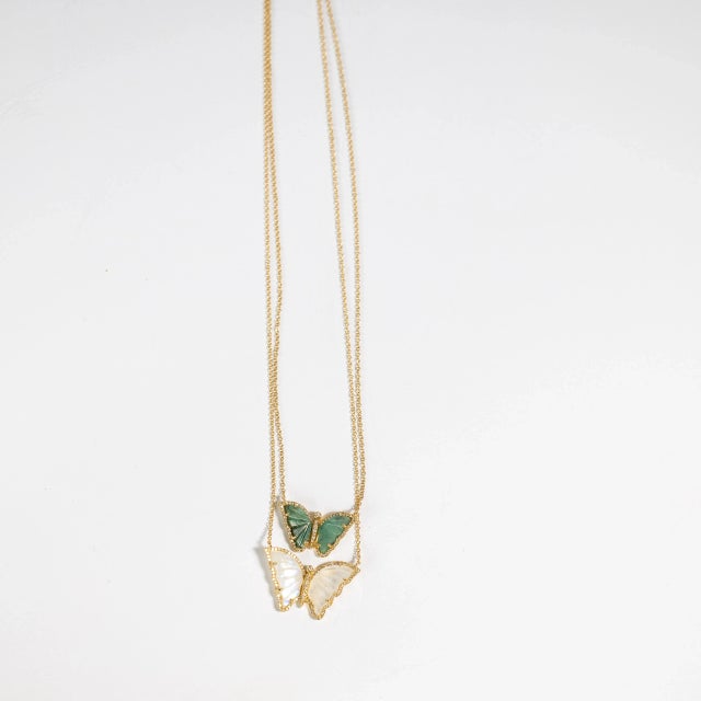 Metal Rocks With Soul Moonstone Butterfly Necklace For Sale - Image 7 of 9