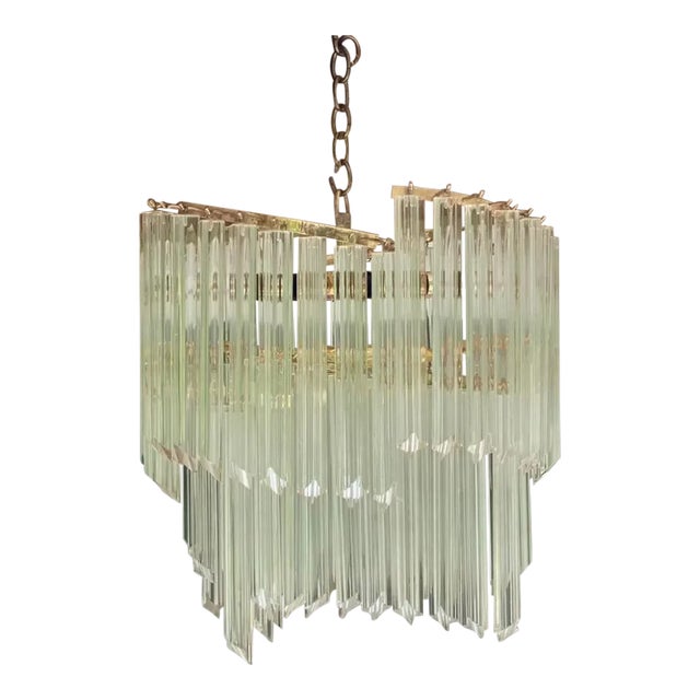 1970s Venini Italian Murano Quattro Glass Prism Chandelier For Sale