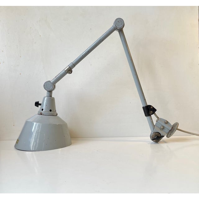 Articulated Grey Industrial Wall Sconce by Curt Fischer for Midgard, 1930s For Sale - Image 13 of 15