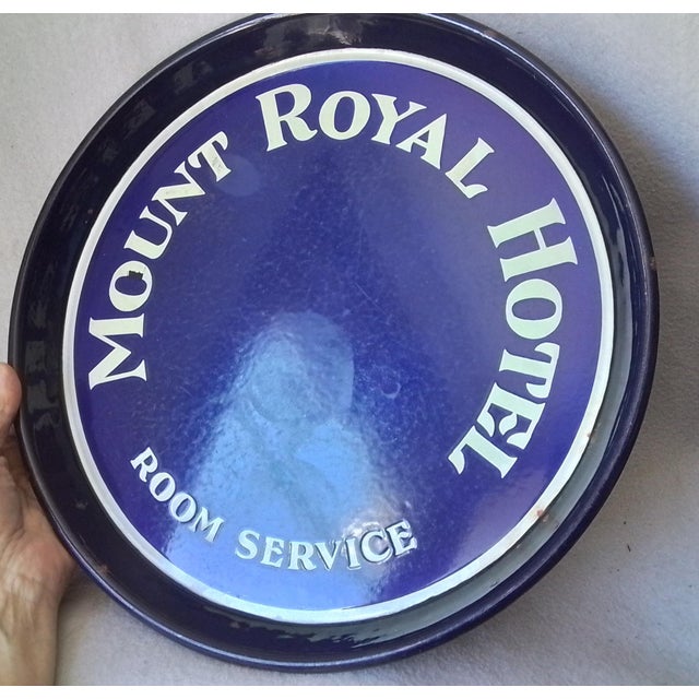 Art Deco Antique Art Deco Advertising Tray Mount Royal Hotel Room Service Enamel Metal For Sale - Image 3 of 4