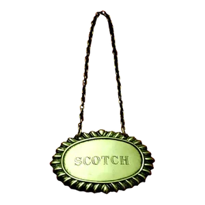 1960s Sterling Silver Liquor Label "Scotch" With Gadroon Edge