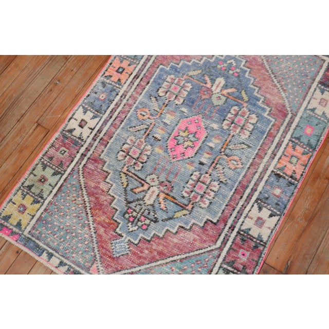 Textile Vintage Zabihi Collection Turkish Lavender Pink Anatolian Small Rug - 2'7" x 3'11" For Sale - Image 7 of 8