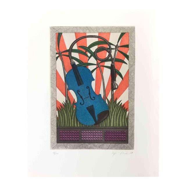 Fifo Stricker, Violin Plant, Aquatint and Etching, 1987 For Sale