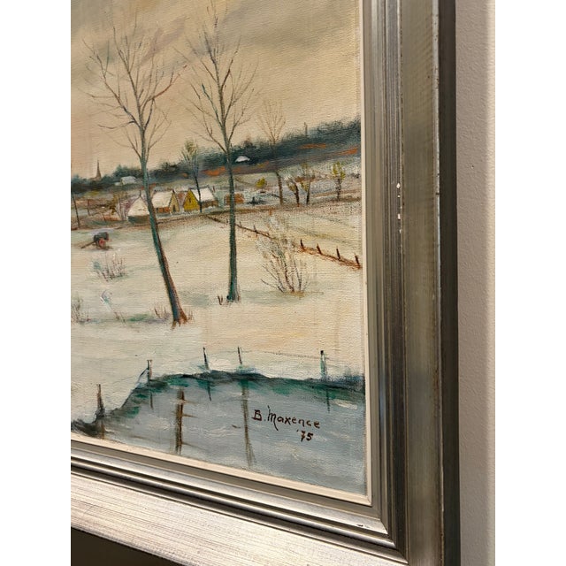 Signed Belgian winter village landscape, dated 1975, depicting a snow covered rural scene. Charming and quiet, presented...
