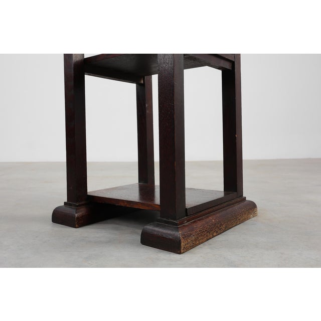 Art Deco Dark Oak Pedestal, Belgium, 1920s For Sale - Image 10 of 11