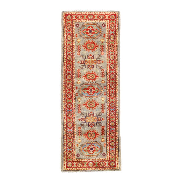 Gray Color Hand Knotted Kazak Runner 2'2'' X 5'11'' For Sale