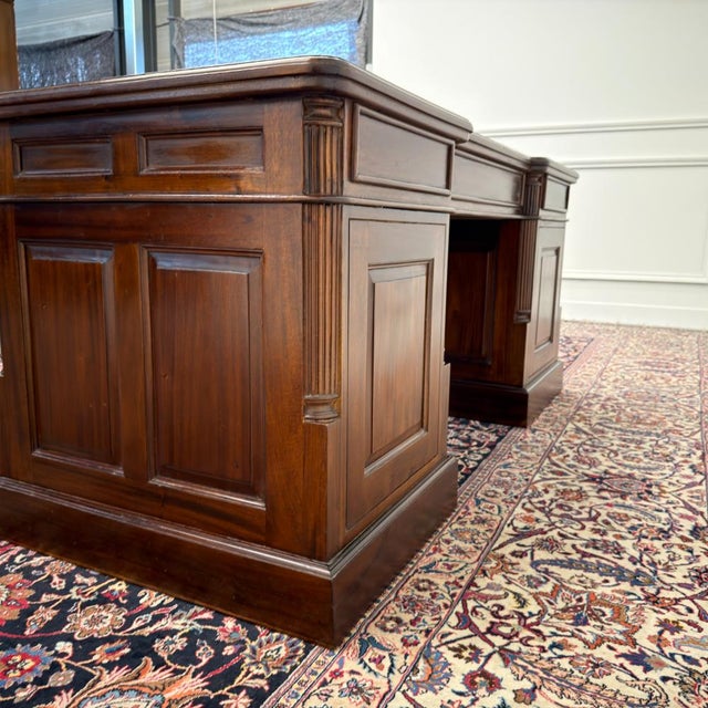 Metal Classic English Desk Green Leather Inlay For Sale - Image 7 of 18