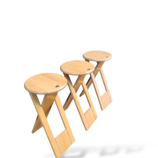 Vintage Suzy Folding Stools in Beech by Adrian Reed, 1980s, Set of 2 For Sale - Image 11 of 14