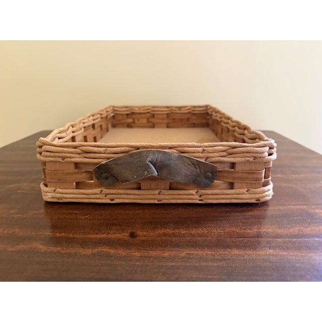 Late 20th Century Woven Oak and Leather Pyrex Casserole Serving Basket For Sale - Image 11 of 13