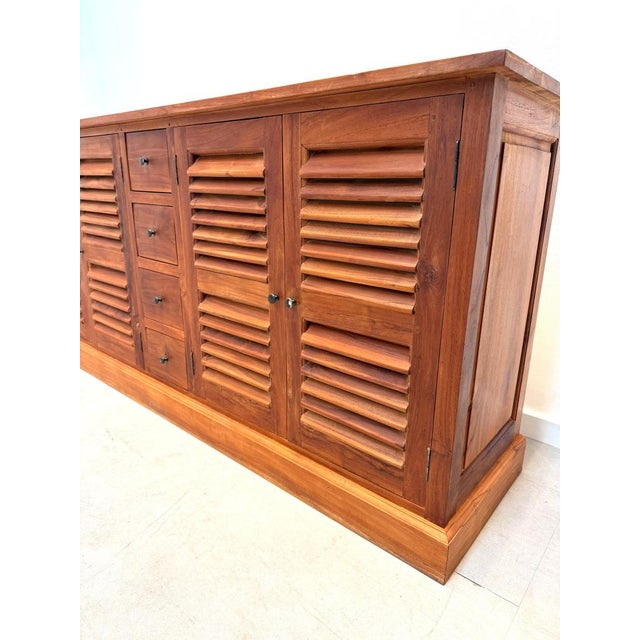 Teak Sideboard with Louvered Doors For Sale - Image 4 of 13