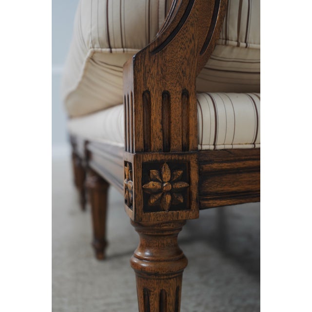 Ethan Allen French Louis XVI Style Mahogany Upholstered Large Sofa For Sale - Image 14 of 18