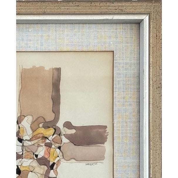 Wood Vintage 1965 Abstract Casein Collage Signed by Sheer For Sale - Image 7 of 11