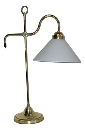 Vintage Adjustable Brass Table Lamp with Opaque White Glass Shade, 1980s