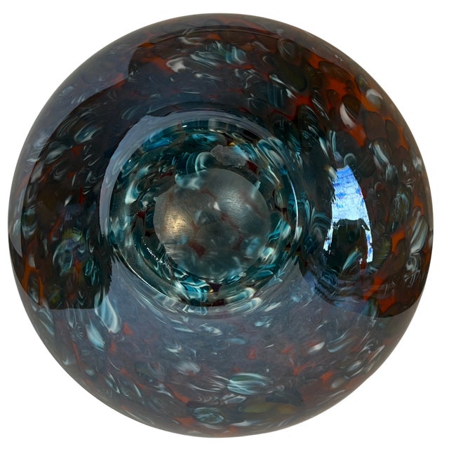 17+ In. Tall Murano Mottled Amber Gourd Shaped Art Glass Vase For Sale - Image 17 of 18