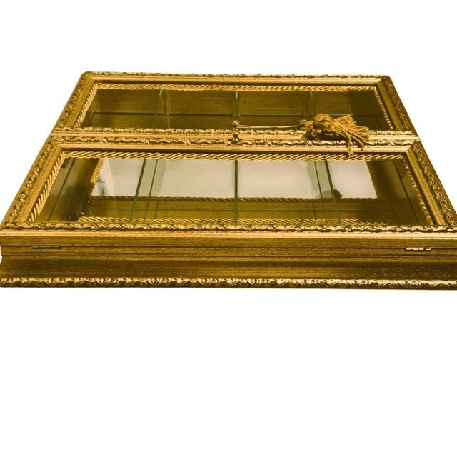 Italian Horchow Creazioni Artistiche Rococo Baroque Gold Leaf Cabinet Glass Shelves For Sale - Image 4 of 5
