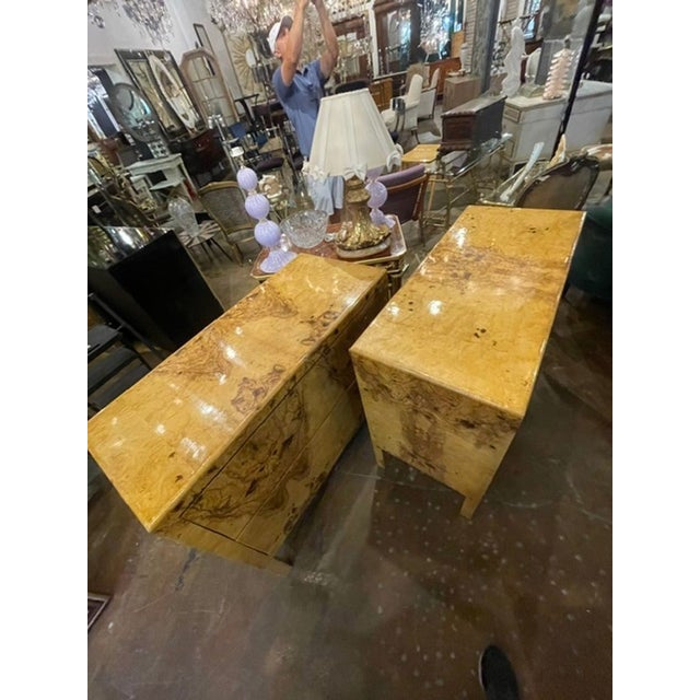 Pair of Italian Burlwood Commodes For Sale In Dallas - Image 6 of 7