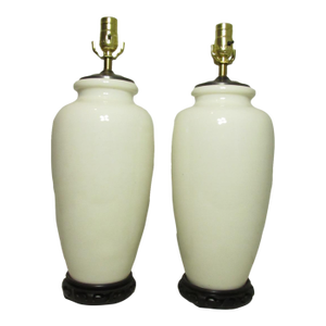 Pair of White Porcelain Vase Lamps