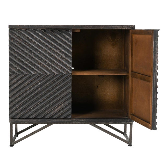 Ebony Geometric Wood Cabinet For Sale - Image 9 of 13