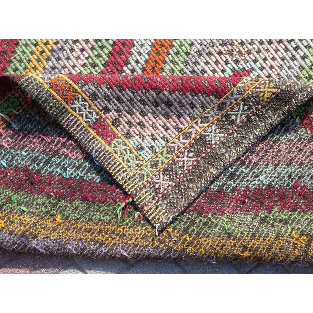 1960s Turkish Embroidered Kilim Rug - 83"x117" For Sale - Image 12 of 13