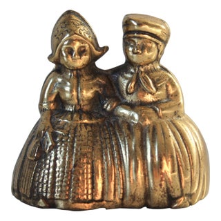 Mid-Century Solid Brass Couple Dinner Bell - England For Sale