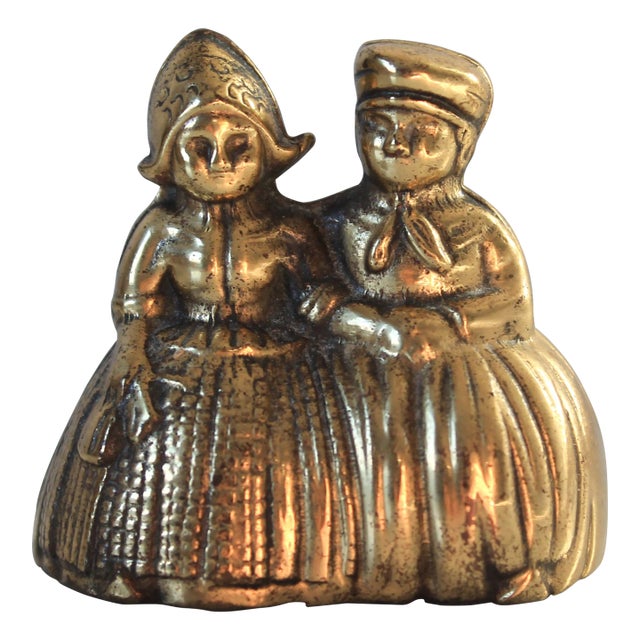 Mid-Century Solid Brass Couple Dinner Bell - England For Sale