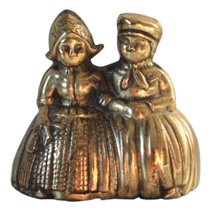 Mid-Century Solid Brass Couple Dinner Bell - England