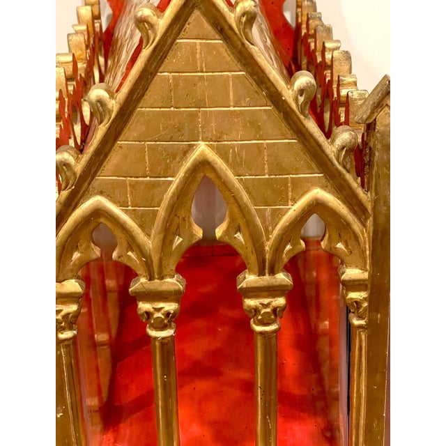19th Century French Gothic Cathedral Giltwood & Glass Reliquary / Vitrine For Sale - Image 11 of 12
