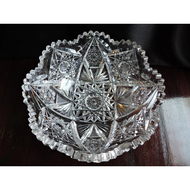 C 1853 J. Hoare & Co. American Brilliant Cut Glass Low Bowl For Sale - Image 4 of 12