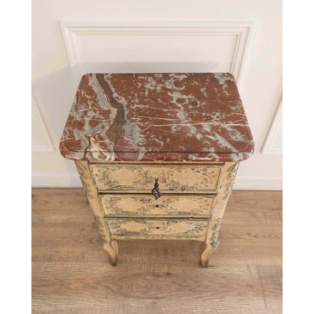 Beige 19th Century French Transition-Style Half Chest of Drawers with Marble Top For Sale - Image 8 of 13
