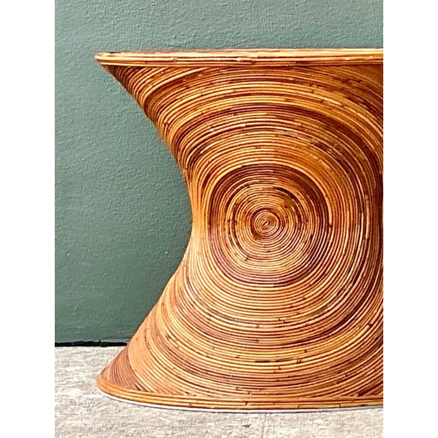 Vintage Pencil Reed Sunburst Dining Table Pedestal For Sale - Image 11 of 13