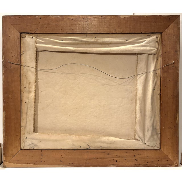 Mid-Century Modern Signed Mid-Century Modern American Abstract Oil Painting Wormy Chestnut Frame For Sale - Image 3 of 5