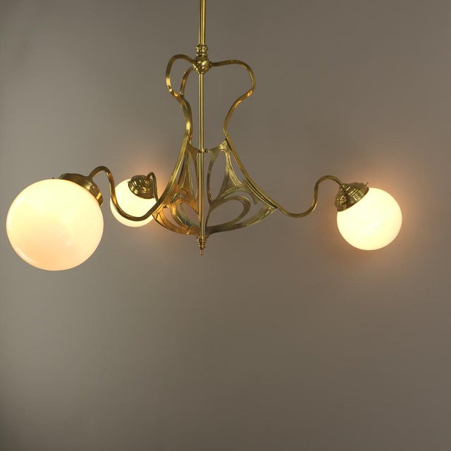 Art Deco Chandelier with Opalglass Shades, Vienna, 1920s For Sale - Image 14 of 18